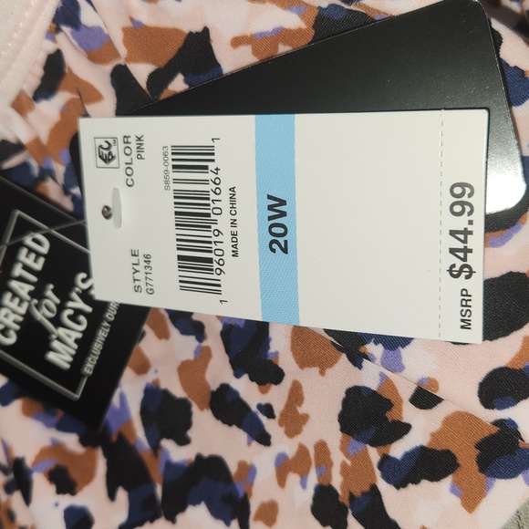 ISLAND ESCAPE TANKINI TOP SIZE 20W PINK PURPLE BLACK CHEETAH PRINT NRE WITH TAG - Picture 8 of 9